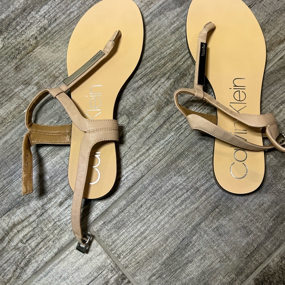 Calvin Klein Tan Minimalist Sandals